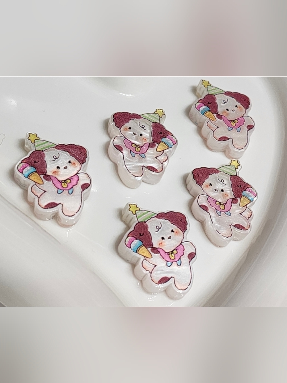 Puppy Dog Beads 2 Pc Acrylic Focal Beads Beaded‎ Pen Keychain Jewelry Making